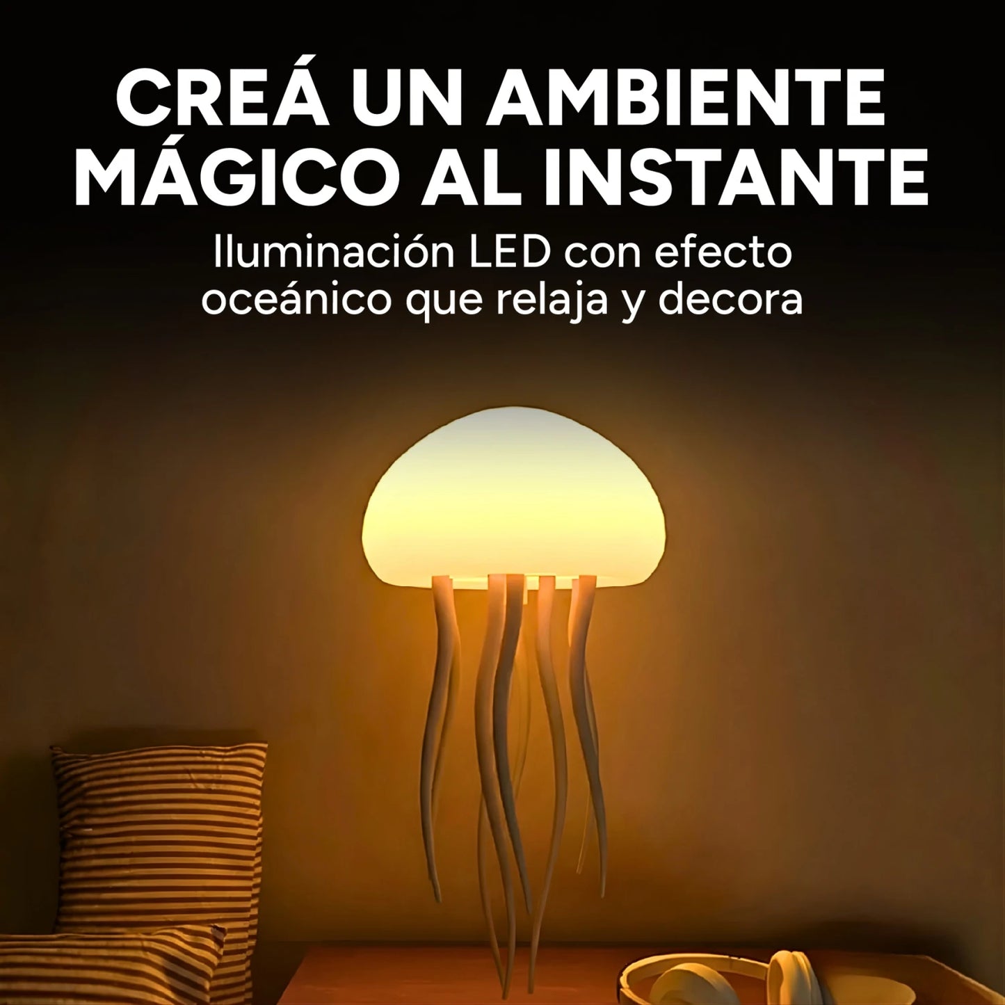 Lámpara de Medusas LED con Movimiento: Veladora Relajante y Recargable