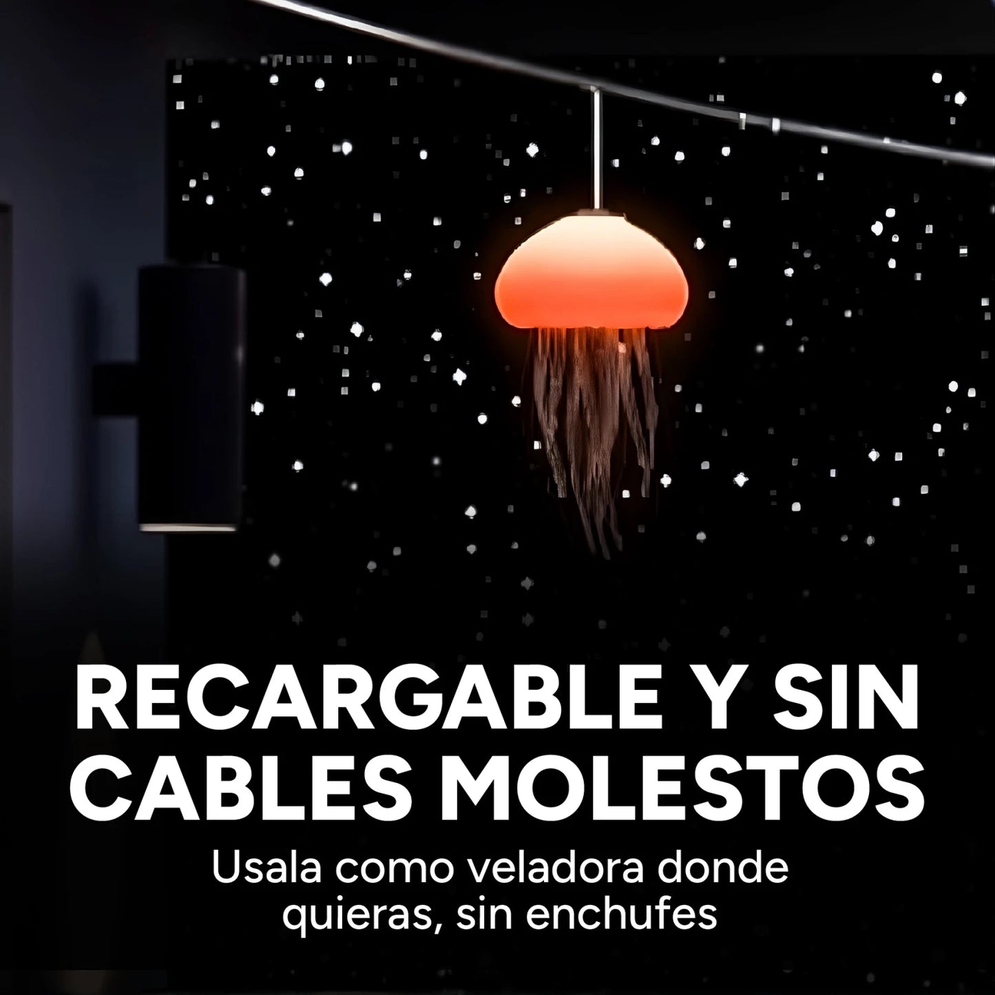 Lámpara de Medusas LED con Movimiento: Veladora Relajante y Recargable