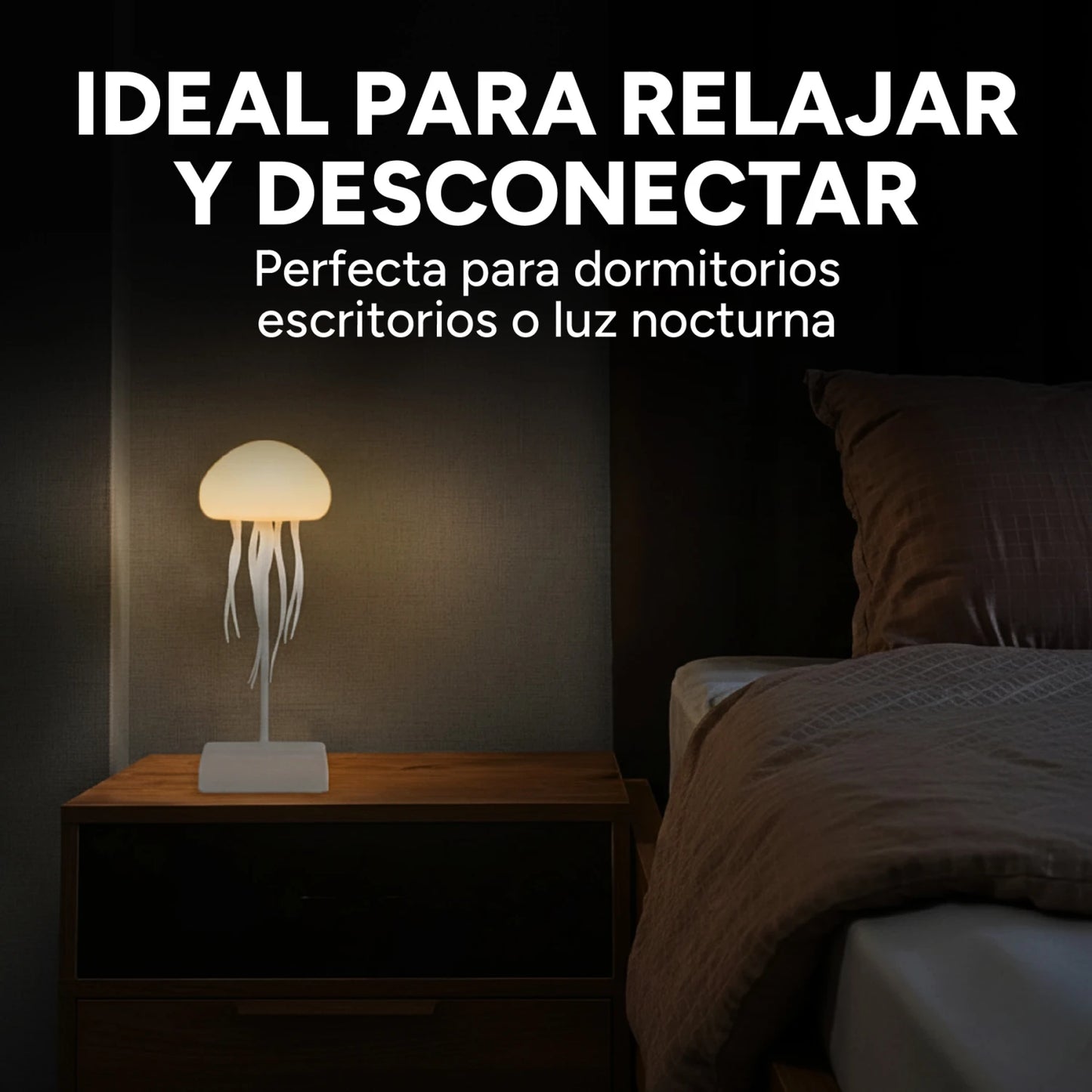 Lámpara de Medusas LED con Movimiento: Veladora Relajante y Recargable