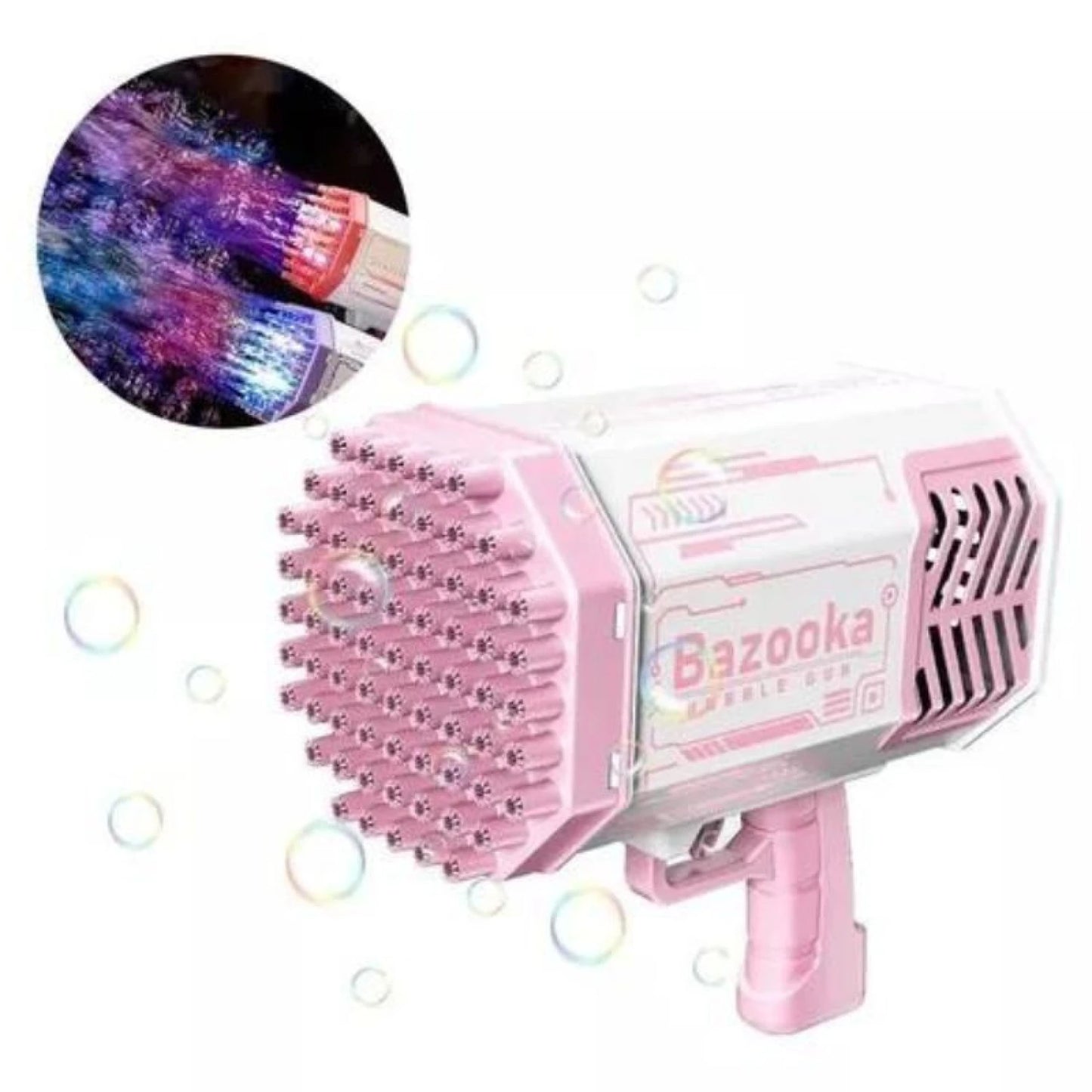 Bazuca de Burbujas Recargable con 69 Disparadores y Luces LED - Burbujero Profesional 🚀