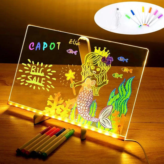 Pizarra Mágica de Acrílico LED: Tablero de Notas Luminoso y Creativo