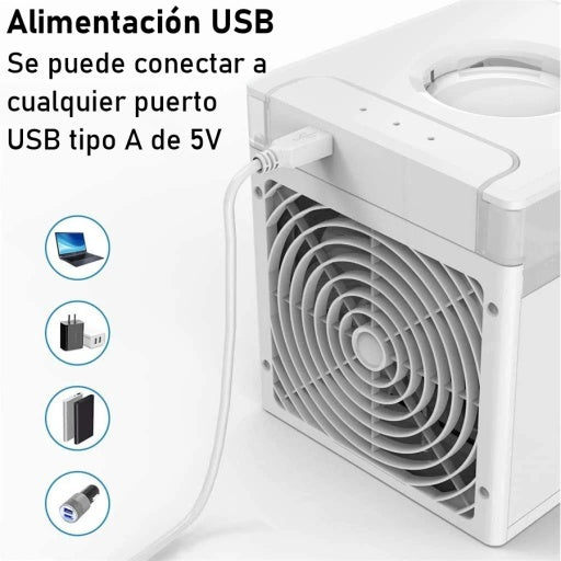 Aire Acondicionado Portátil USB 3 en 1: Enfriador, Purificador y Humidificador LED