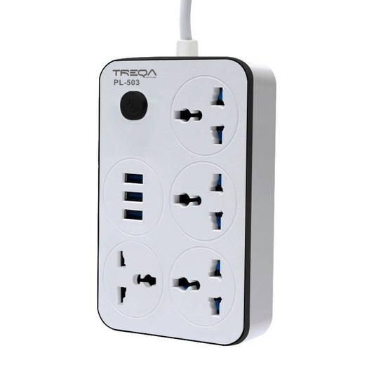Zapatilla Adaptador Universal 4 Enchufes + 3 USB | 2 Metros 3000W