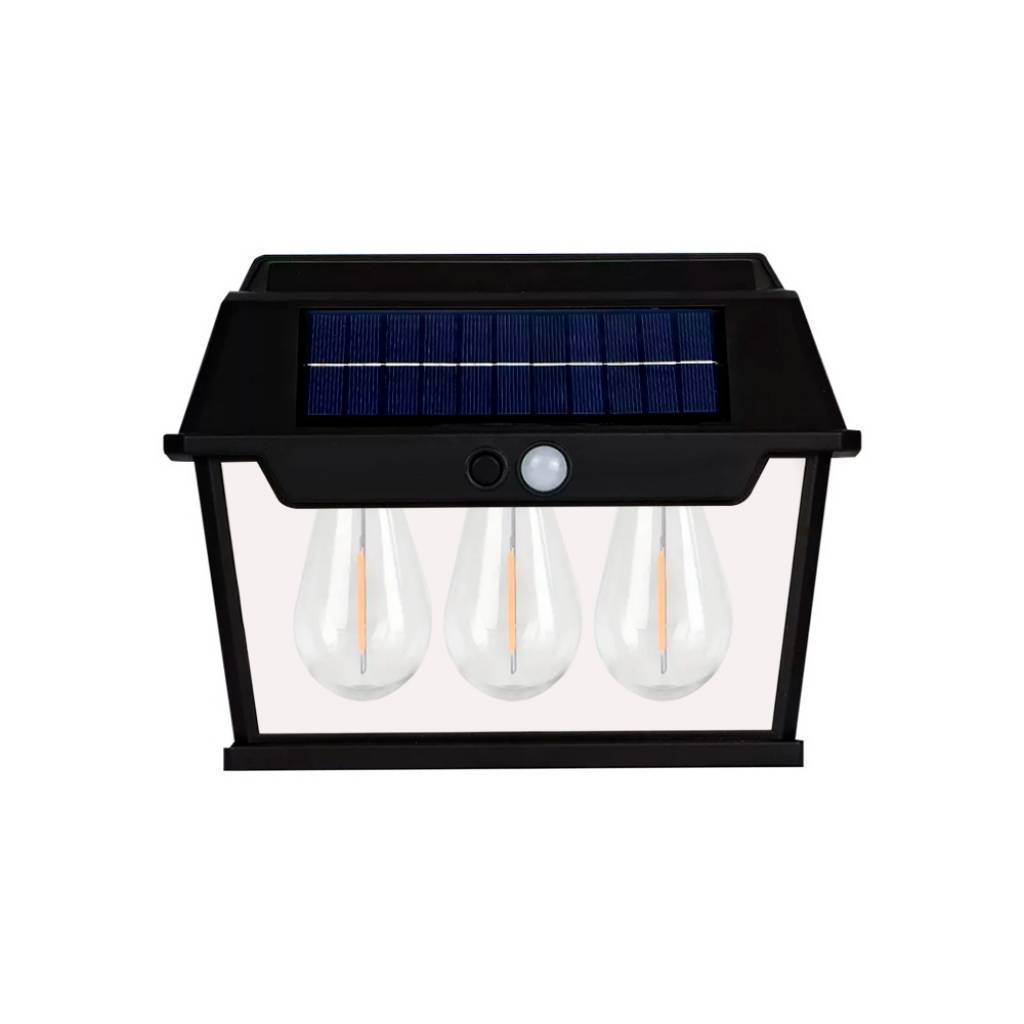 Foco LED Solar de Pared Exterior 3 Lámparas Tungsteno | Estanqueidad ABS