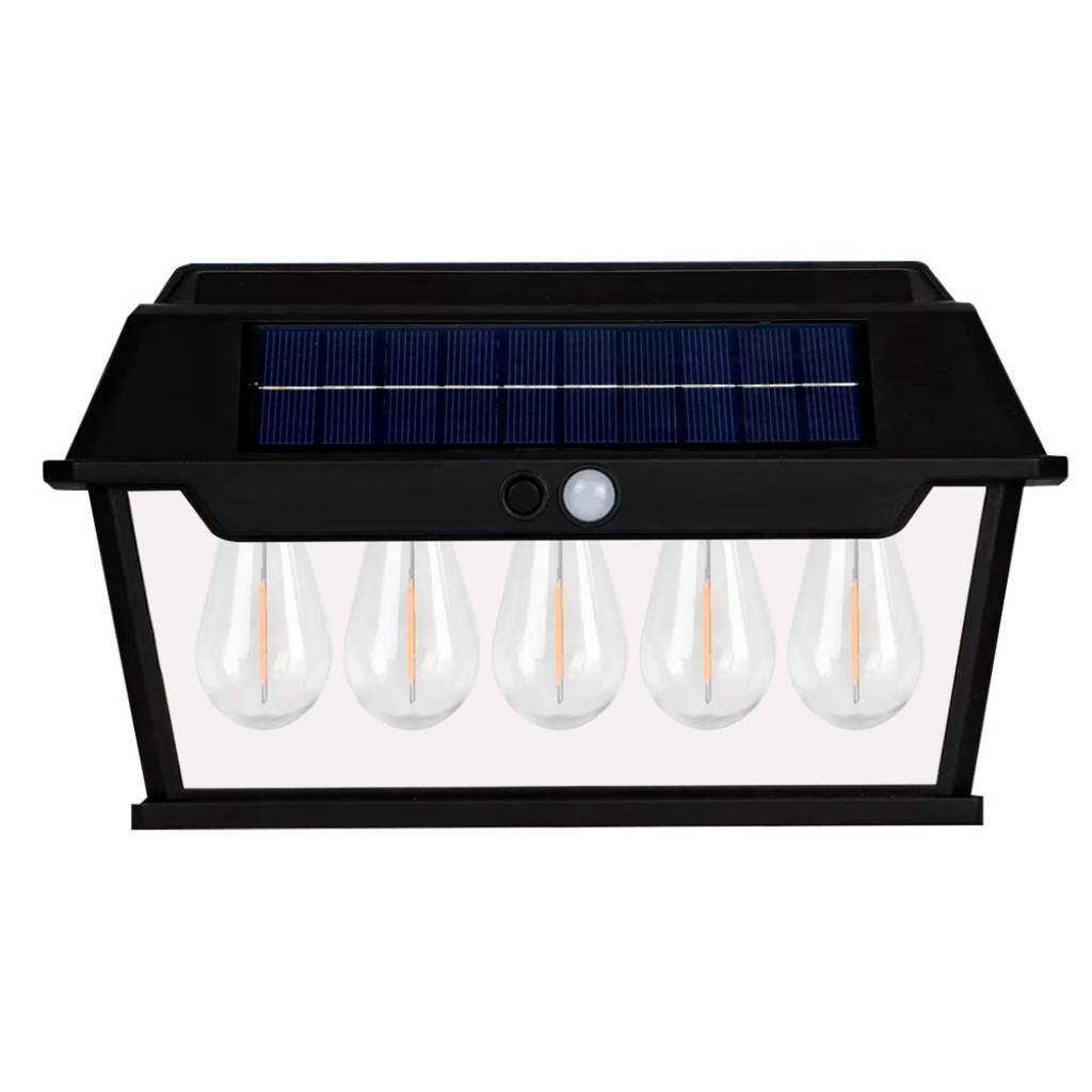 Foco LED Solar de Pared Exterior 5 Lámparas Tungsteno | Aislante ABS