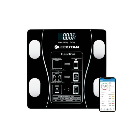 Balanza Digital LEDSTAR Inteligente Bluetooth | Vidrio Templado 180kg