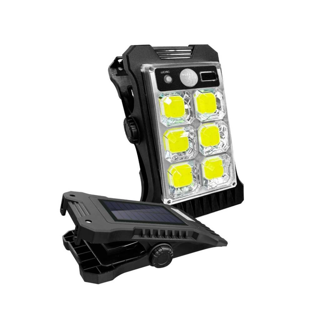 Foco LED COB Solar con Clip y Sensor de Movimiento | USB e Impermeable