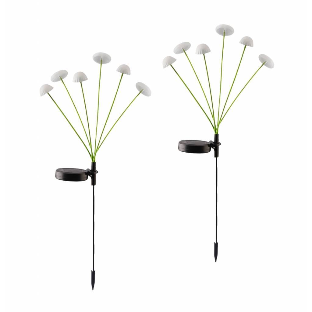 Luces Solares de Jardín Estaca Set x2 | 6 LEDs Acero Inoxidable 65cm