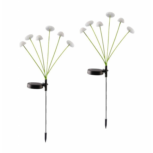 Luces Solares de Jardín Estaca Set x2 | 6 LEDs Acero Inoxidable 65cm