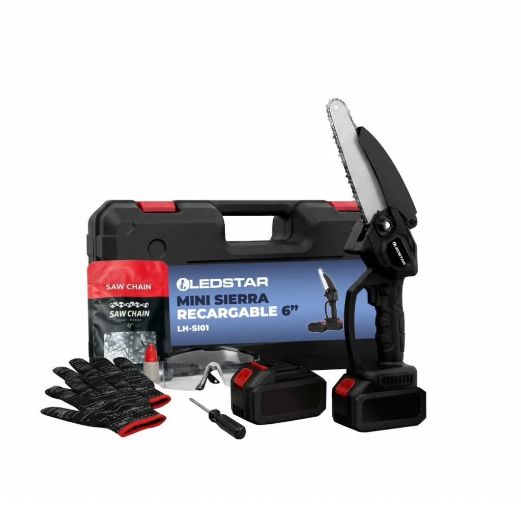Mini Sierra Podadora Inalámbrica LEDSTAR 21V 6” | 2 Baterías y Maletín