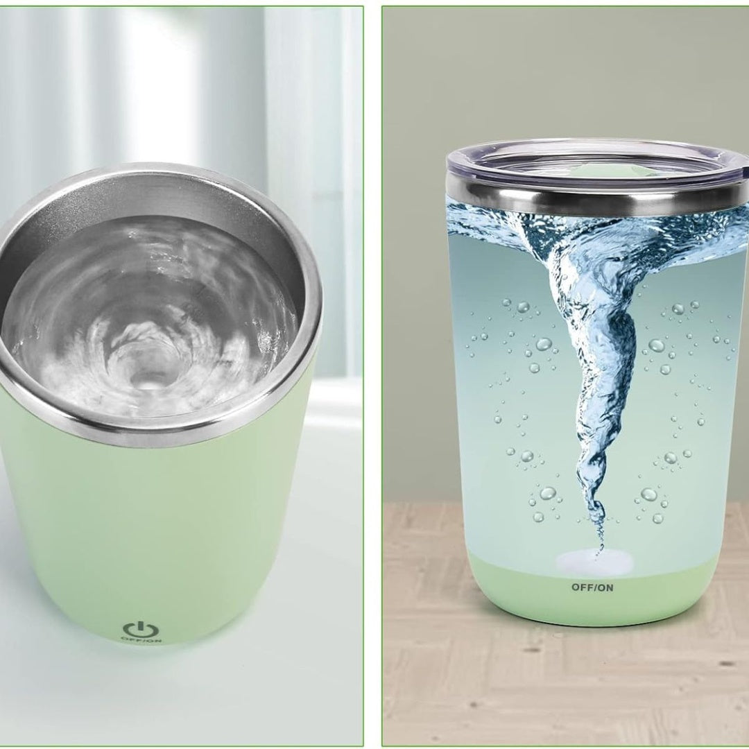 Taza Térmica Auto Revolvedora 380ml - Recargable USB con Tapa Hermética