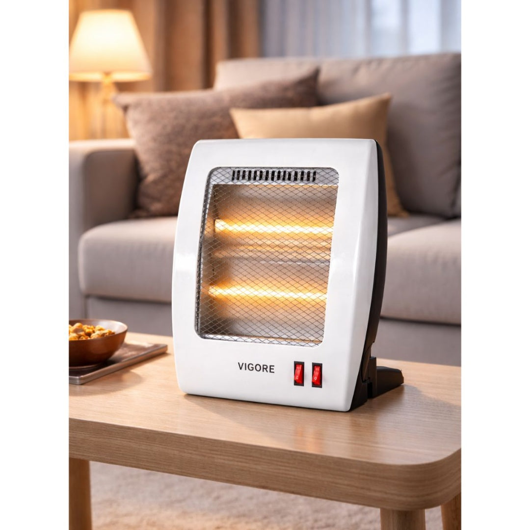 Calentador Eléctrico Portátil Vigore: 800W de Potencia Ajustable y Doble Tubo