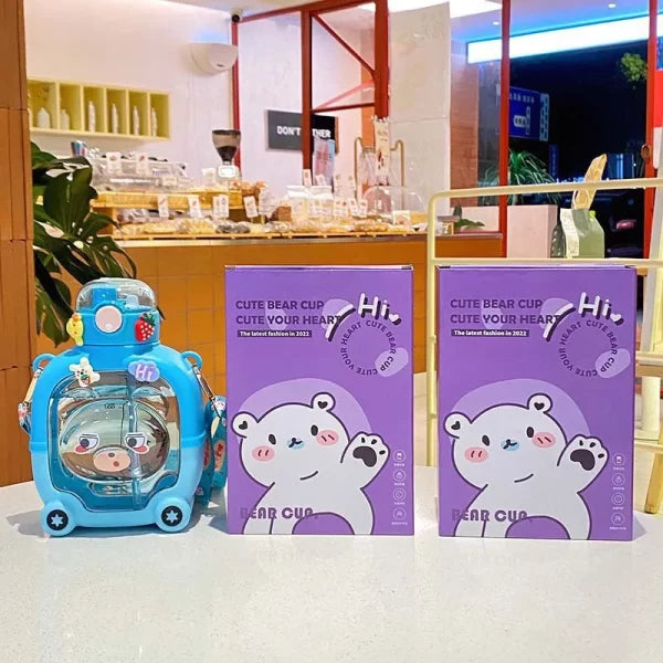 Botella Infantil con Sorbito 1L en Caja - Caramañola Personalizable con Stickers Incluidos ✨