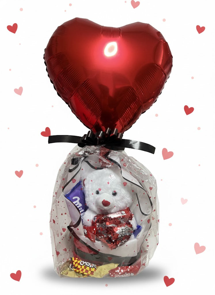 Pack Promo Amor San Valentín: Peluche, Chocolates y Globo Corazón - Maylu