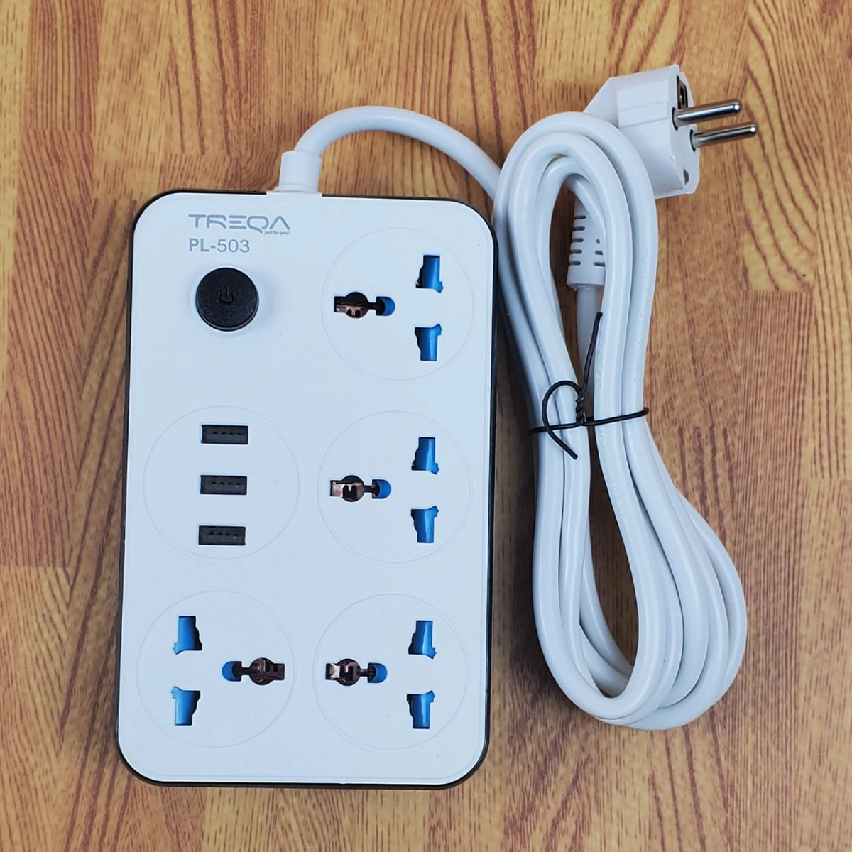 Zapatilla Adaptador Universal 4 Enchufes + 3 USB | 2 Metros 3000W